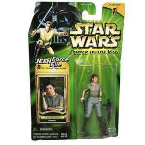Star Wars Princess Leia Organa General Endor outfit, POTJ Green Card Hasbro 2000